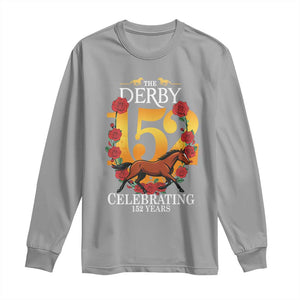 Celebrating 152 Years Horse Racing Anniversary Horseshoe Graphic Long Sleeve Shirt Elegant Run Lucky Charm Floral 152nd Anniversary TS02 Sport Gray Print Your Wear