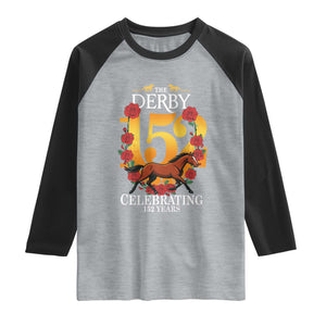Celebrating 152 Years Horse Racing Anniversary Horseshoe Graphic Raglan Shirt Elegant Run Lucky Charm Floral 152nd Anniversary TS02 Heather Gray Black Print Your Wear
