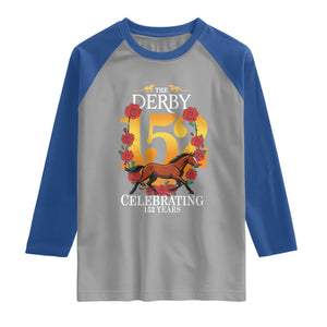 Celebrating 152 Years Horse Racing Anniversary Horseshoe Graphic Raglan Shirt Elegant Run Lucky Charm Floral 152nd Anniversary TS02 Sport Gray Royal Print Your Wear