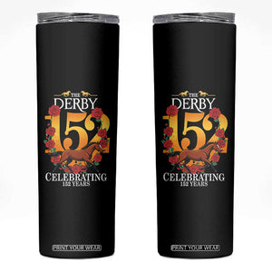 Celebrating 152 Years Horse Racing Anniversary Horseshoe Graphic Skinny Tumbler Elegant Run Lucky Charm Floral 152nd Anniversary TS02 Black Print Your Wear