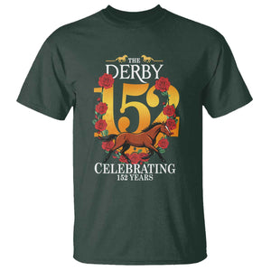 Celebrating 152 Years Horse Racing Anniversary Horseshoe Graphic T Shirt Elegant Run Lucky Charm Floral 152nd Anniversary TS02 Dark Forest Green Print Your Wear