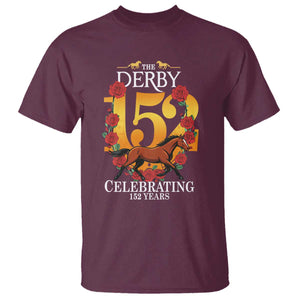 Celebrating 152 Years Horse Racing Anniversary Horseshoe Graphic T Shirt Elegant Run Lucky Charm Floral 152nd Anniversary TS02 Maroon Print Your Wear