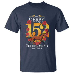 Celebrating 152 Years Horse Racing Anniversary Horseshoe Graphic T Shirt Elegant Run Lucky Charm Floral 152nd Anniversary TS02 Navy Print Your Wear