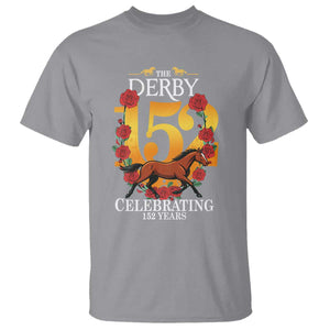 Celebrating 152 Years Horse Racing Anniversary Horseshoe Graphic T Shirt Elegant Run Lucky Charm Floral 152nd Anniversary TS02 Sport Gray Print Your Wear