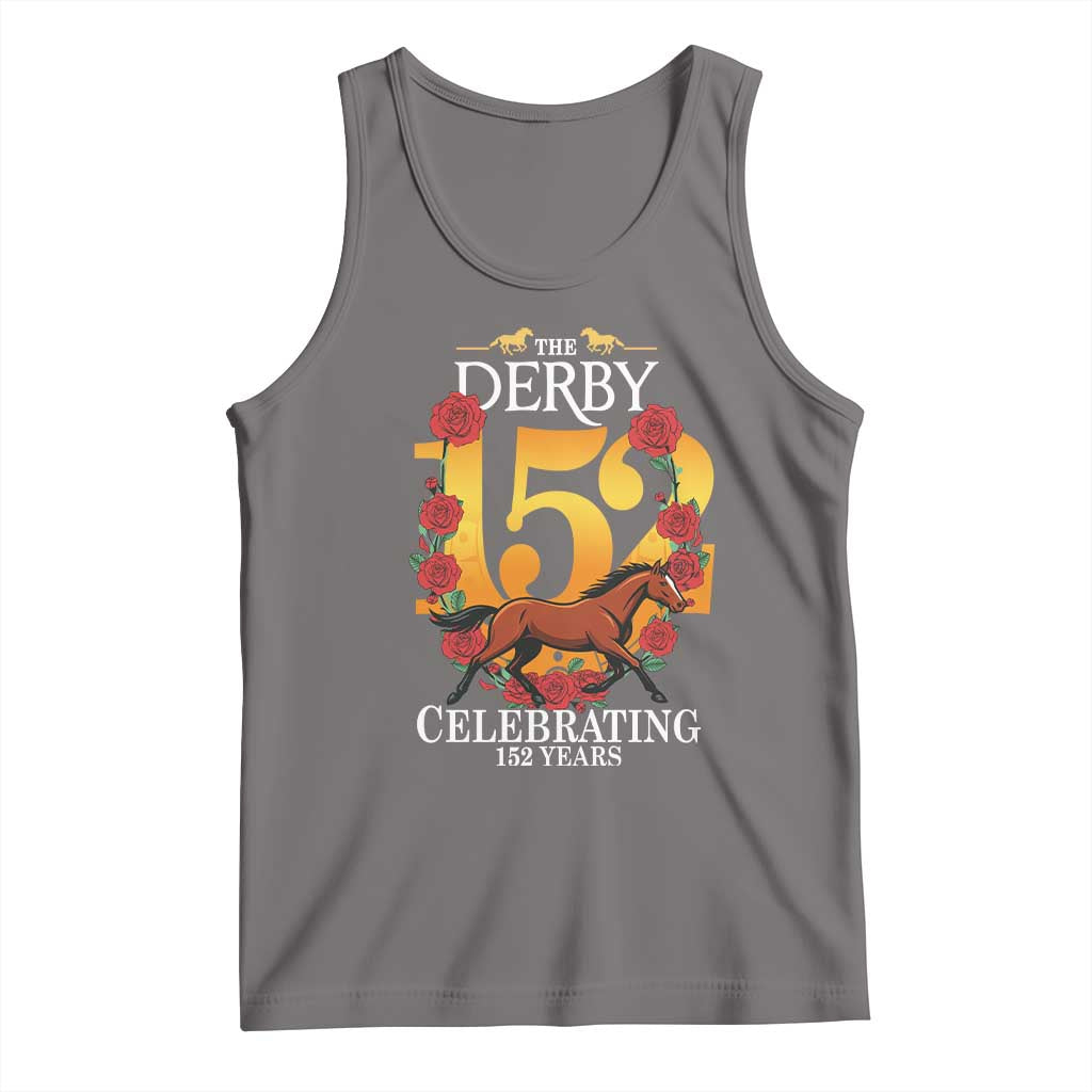 Celebrating 152 Years Horse Racing Anniversary Horseshoe Graphic Tank Top Elegant Run Lucky Charm Floral 152nd Anniversary TS02 Deep Heather Print Your Wear