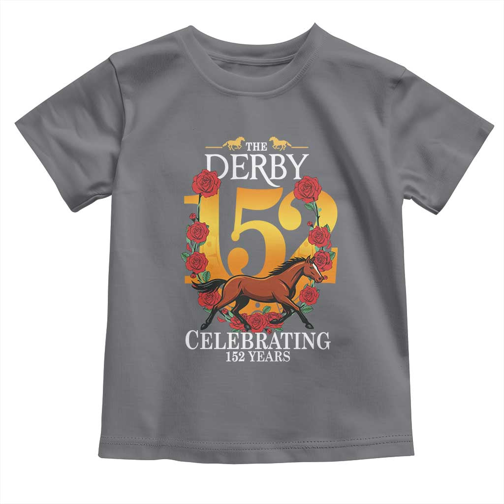 Celebrating 152 Years Horse Racing Anniversary Horseshoe Graphic Toddler T Shirt Elegant Run Lucky Charm Floral 152nd Anniversary TS02 Charcoal Print Your Wear