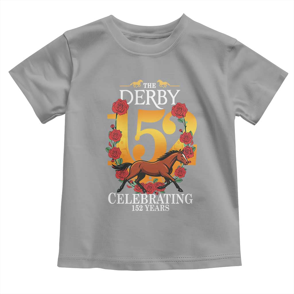 Celebrating 152 Years Horse Racing Anniversary Horseshoe Graphic Toddler T Shirt Elegant Run Lucky Charm Floral 152nd Anniversary TS02 Sport Gray Print Your Wear