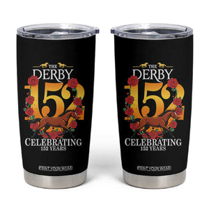 Celebrating 152 Years Horse Racing Anniversary Horseshoe Graphic Tumbler Cup Elegant Run Lucky Charm Floral 152nd Anniversary TS02 Black Print Your Wear