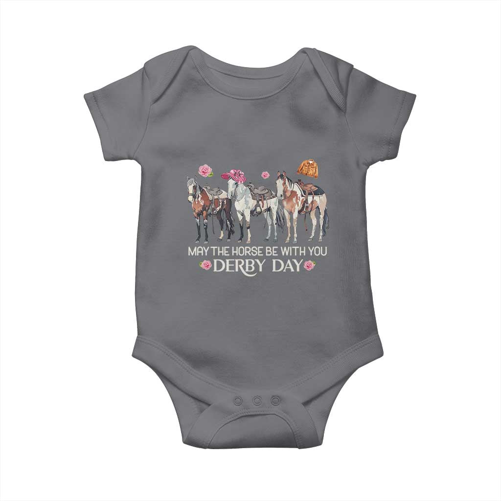 May The Horse Be With You Derby Day 2026 Baby Onesie Funny Horse Racing Triple Horse Equestrian Graphic TS02 Charcoal Print Your Wear