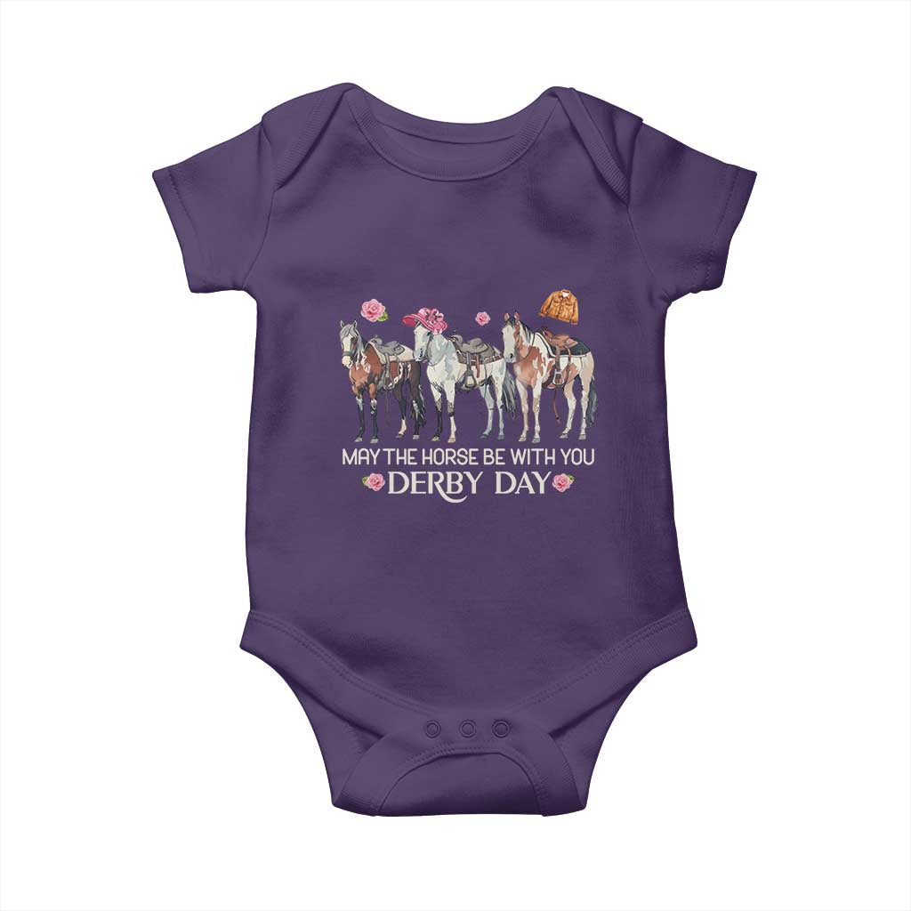 May The Horse Be With You Derby Day 2026 Baby Onesie Funny Horse Racing Triple Horse Equestrian Graphic TS02 Purple Print Your Wear