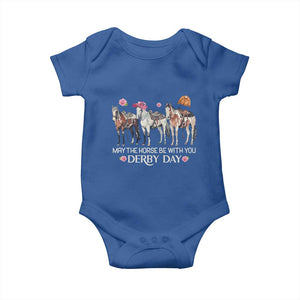 May The Horse Be With You Derby Day 2026 Baby Onesie Funny Horse Racing Triple Horse Equestrian Graphic TS02 Royal Blue Print Your Wear