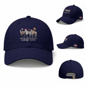 May The Horse Be With You Derby Day 2026 Baseball Cap Funny Horse Racing Triple Horse Equestrian Graphic TS02 Baseball Cap Universal Fit Dark Blue Print Your Wear