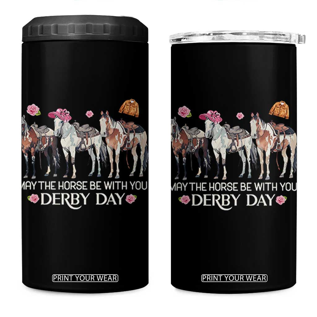 May The Horse Be With You Derby Day 2026 4 in 1 Can Cooler Tumbler Funny Horse Racing Triple Horse Equestrian Graphic TS02 One Size: 16 oz Black Print Your Wear