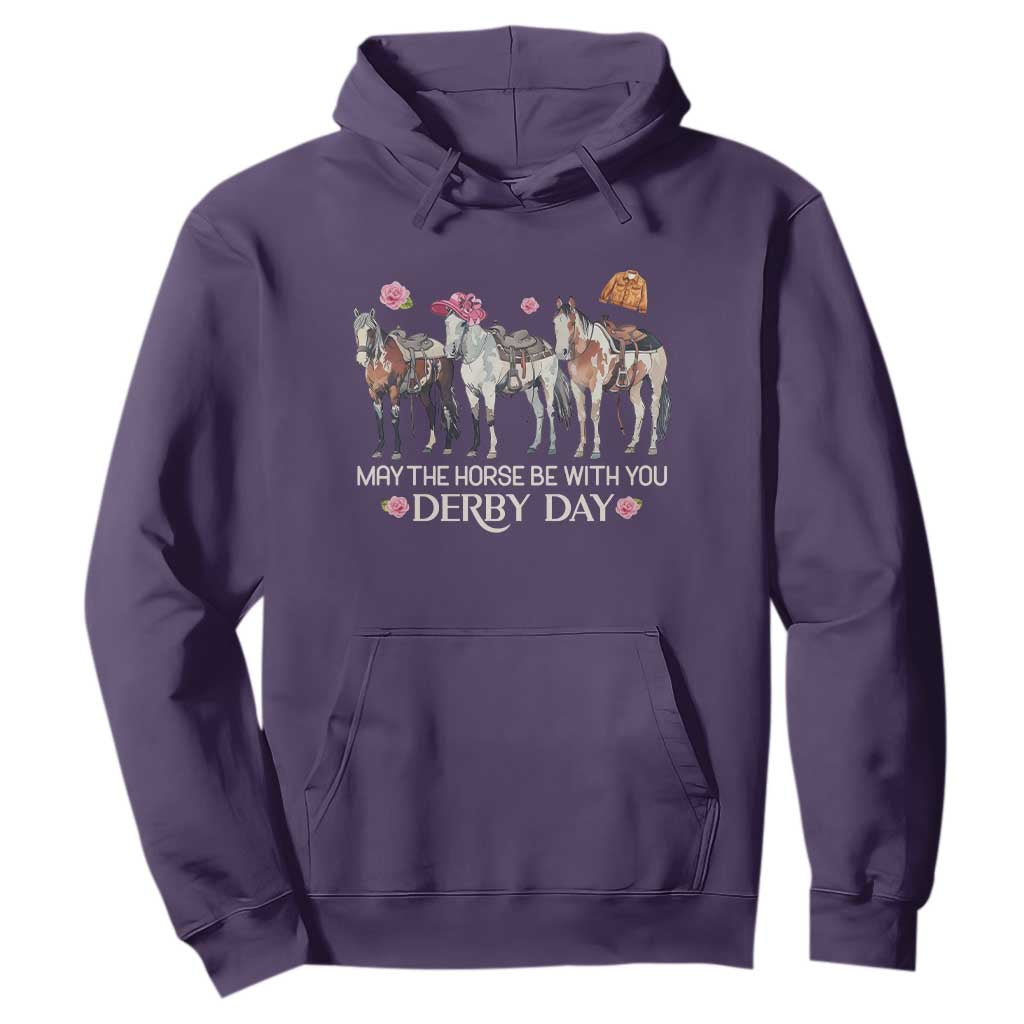 May The Horse Be With You Derby Day Hoodie Funny Horse Racing Triple Horse Equestrian Graphic TS02 Purple Print Your Wear