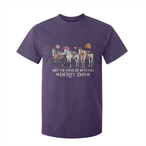 May The Horse Be With You Derby Day T Shirt For Kid Funny Horse Racing Triple Horse Equestrian Graphic TS02 Purple Print Your Wear