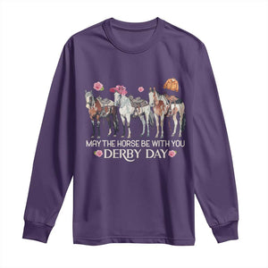 May The Horse Be With You Derby Day Long Sleeve Shirt Funny Horse Racing Triple Horse Equestrian Graphic TS02 Purple Print Your Wear