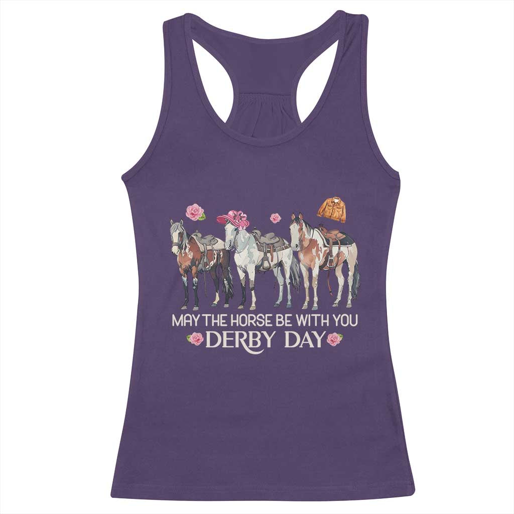 May The Horse Be With You Derby Day 2026 Racerback Tank Top Funny Horse Racing Triple Horse Equestrian Graphic TS02 Purple Print Your Wear