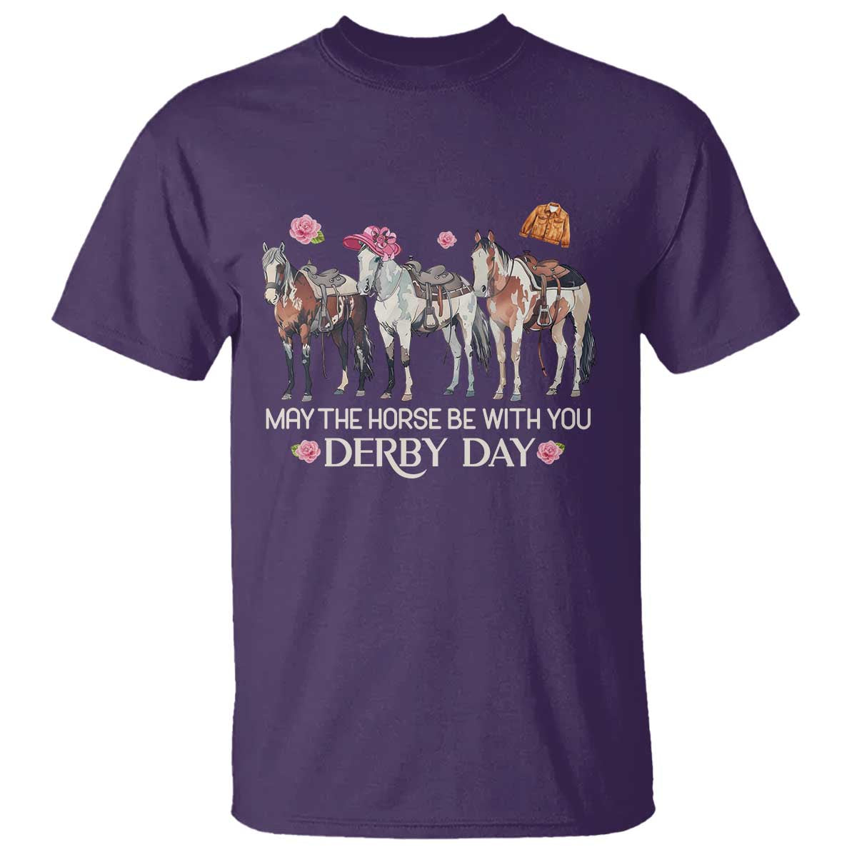 May The Horse Be With You Derby Day T Shirt Funny Horse Racing Triple Horse Equestrian Graphic TS02 Purple Print Your Wear