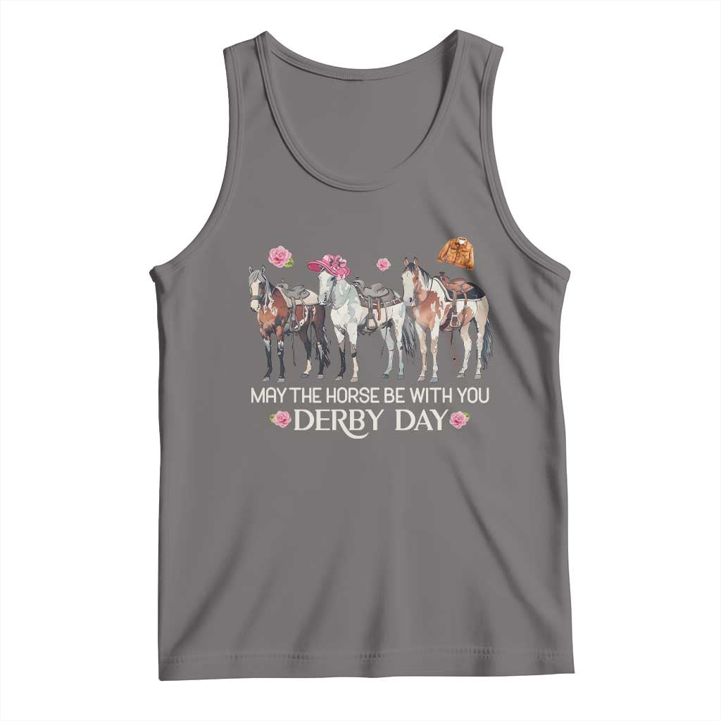 May The Horse Be With You Derby Day 2026 Tank Top Funny Horse Racing Triple Horse Equestrian Graphic TS02 Deep Heather Print Your Wear