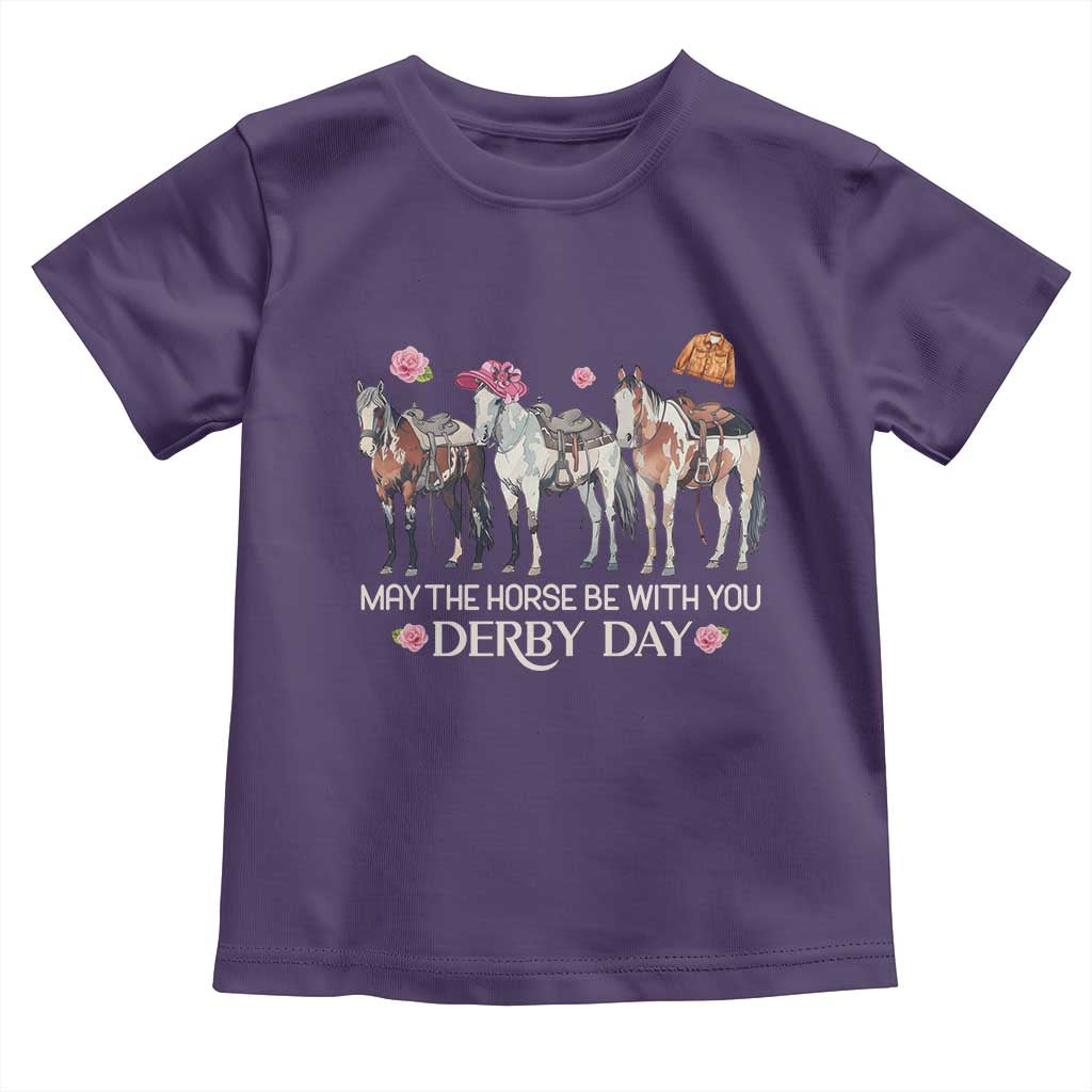 May The Horse Be With You Derby Day 2026 Toddler T Shirt Funny Horse Racing Triple Horse Equestrian Graphic TS02 Purple Print Your Wear