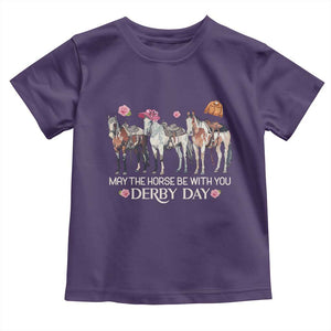 May The Horse Be With You Derby Day 2026 Toddler T Shirt Funny Horse Racing Triple Horse Equestrian Graphic TS02 Purple Print Your Wear