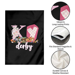 Retro Floral KY Horse Racing Graphic Garden Flag Pink Gingham Southern Belle Derby Day Aesthetic TS02 Print Your Wear