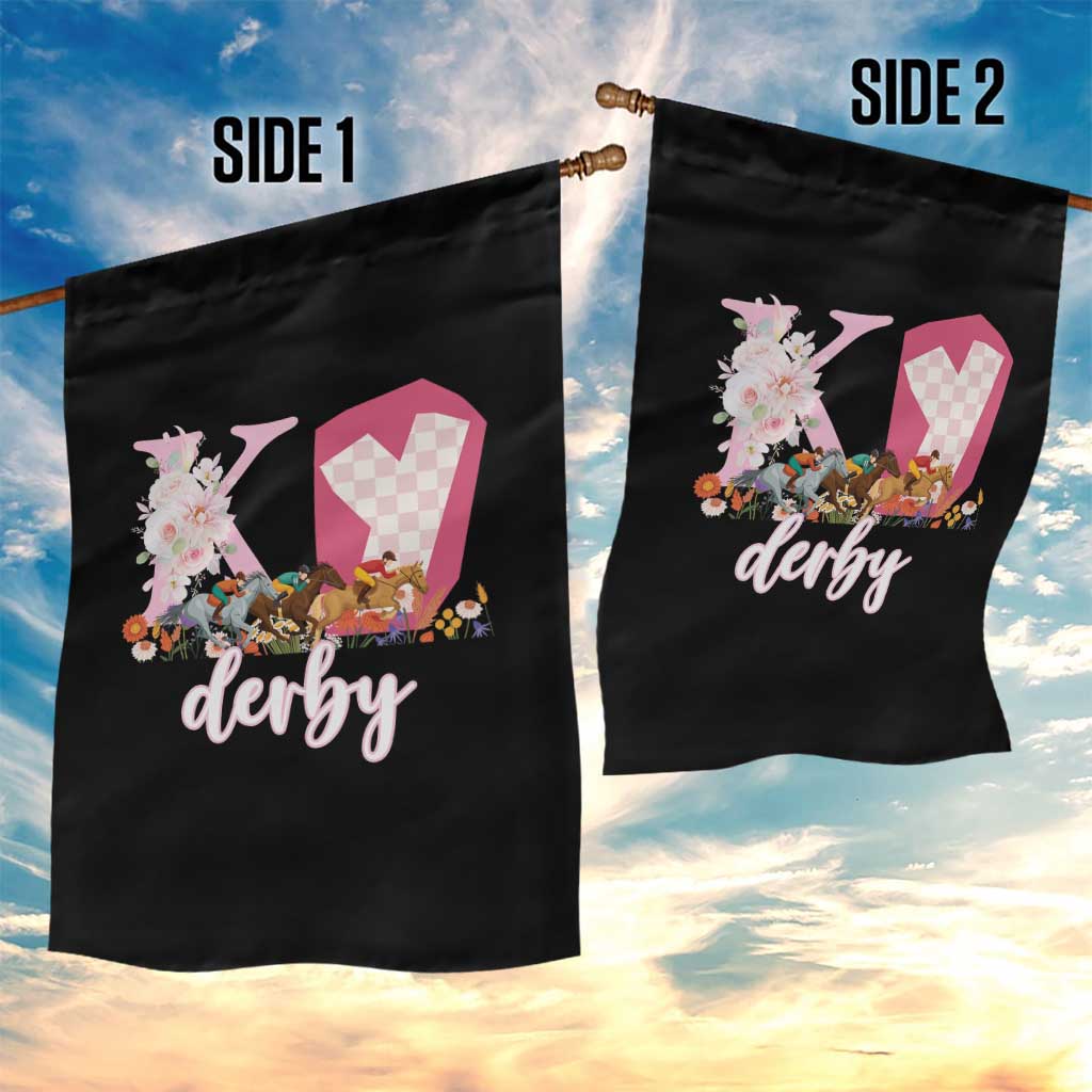 Retro Floral KY Horse Racing Graphic Garden Flag Pink Gingham Southern Belle Derby Day Aesthetic TS02 Print Your Wear