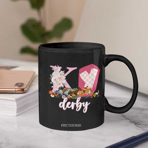 Retro Floral KY Horse Racing Graphic Coffee Mug Pink Gingham Southern Belle Derby Day Aesthetic TS02 Print Your Wear