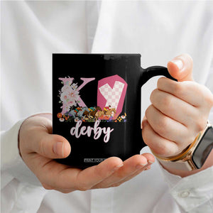 Retro Floral KY Horse Racing Graphic Coffee Mug Pink Gingham Southern Belle Derby Day Aesthetic TS02 Print Your Wear