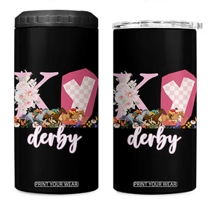 Retro Floral KY Horse Racing Graphic 4 in 1 Can Cooler Tumbler Pink Gingham Southern Belle Derby Day Aesthetic TS02 One Size: 16 oz Black Print Your Wear