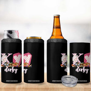 Retro Floral KY Horse Racing Graphic 4 in 1 Can Cooler Tumbler Pink Gingham Southern Belle Derby Day Aesthetic TS02 Print Your Wear