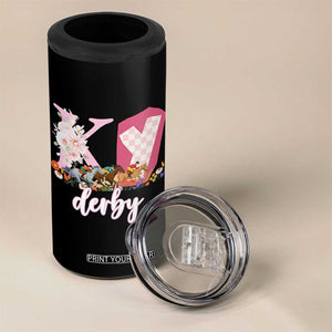 Retro Floral KY Horse Racing Graphic 4 in 1 Can Cooler Tumbler Pink Gingham Southern Belle Derby Day Aesthetic TS02 Print Your Wear
