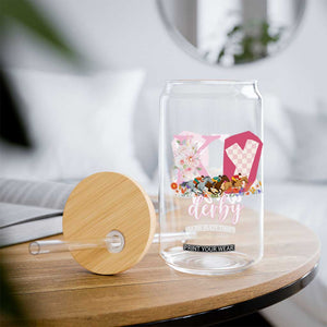 Retro Floral KY Horse Racing Graphic Glass Can Pink Gingham Southern Belle Derby Day Aesthetic TS02 Print Your Wear