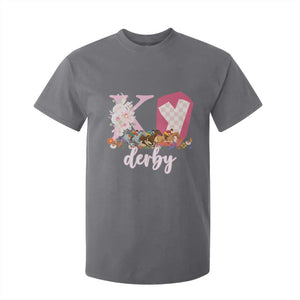Retro Floral KY Horse Racing Graphic T Shirt For Kid Pink Gingham Southern Belle Derby Day Aesthetic TS02 Charcoal Print Your Wear