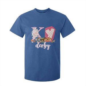 Retro Floral KY Horse Racing Graphic T Shirt For Kid Pink Gingham Southern Belle Derby Day Aesthetic TS02 Royal Blue Print Your Wear