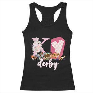 Retro Floral KY Horse Racing Graphic Racerback Tank Top Pink Gingham Southern Belle Derby Day Aesthetic TS02 Black Print Your Wear