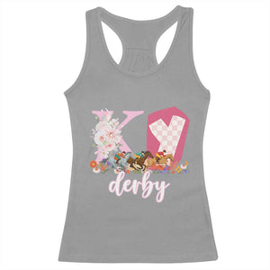Retro Floral KY Horse Racing Graphic Racerback Tank Top Pink Gingham Southern Belle Derby Day Aesthetic TS02 Sport Gray Print Your Wear