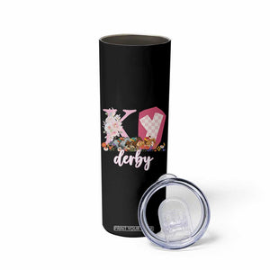 Retro Floral KY Horse Racing Graphic Skinny Tumbler Pink Gingham Southern Belle Derby Day Aesthetic TS02 Print Your Wear