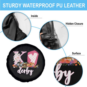 Retro Floral KY Horse Racing Graphic Spare Tire Cover Pink Gingham Southern Belle Derby Day Aesthetic TS02 Print Your Wear