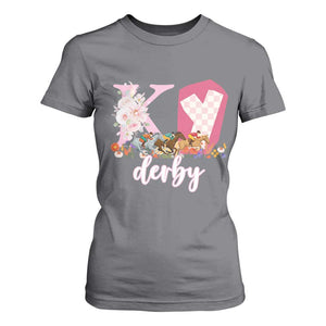 Retro Floral KY Horse Racing Graphic T Shirt For Women Pink Gingham Southern Belle Derby Day Aesthetic TS02 Charcoal Print Your Wear