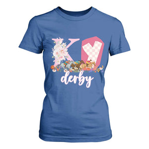 Retro Floral KY Horse Racing Graphic T Shirt For Women Pink Gingham Southern Belle Derby Day Aesthetic TS02 Royal Blue Print Your Wear