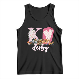Retro Floral KY Horse Racing Graphic Tank Top Pink Gingham Southern Belle Derby Day Aesthetic TS02 Black Print Your Wear
