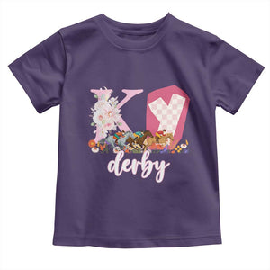 Retro Floral KY Horse Racing Graphic Toddler T Shirt Pink Gingham Southern Belle Derby Day Aesthetic TS02 Purple Print Your Wear