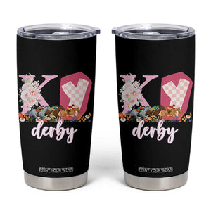 Retro Floral KY Horse Racing Graphic Tumbler Cup Pink Gingham Southern Belle Derby Day Aesthetic TS02 Black Print Your Wear