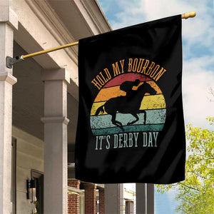 Hold My Bourbon It’s Derby Day Vintage Sunset Garden Flag Funny Horse Racing Enthusiast Retro Graphic TS02 Print Your Wear