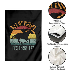 Hold My Bourbon It’s Derby Day Vintage Sunset Garden Flag Funny Horse Racing Enthusiast Retro Graphic TS02 Print Your Wear