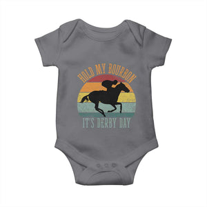 Hold My Bourbon It’s Derby Day Vintage Sunset Baby Onesie Funny Horse Racing Enthusiast Retro Graphic TS02 Charcoal Print Your Wear