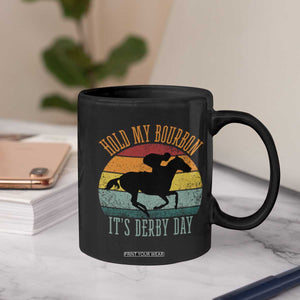 Hold My Bourbon It’s Derby Day Vintage Sunset Coffee Mug Funny Horse Racing Enthusiast Retro Graphic TS02 Print Your Wear