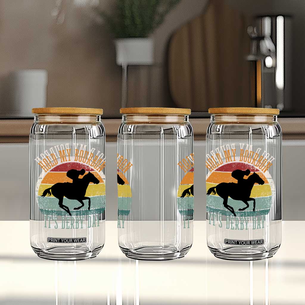 Hold My Bourbon It’s Derby Day Vintage Sunset Glass Can Funny Horse Racing Enthusiast Retro Graphic TS02 Print Your Wear