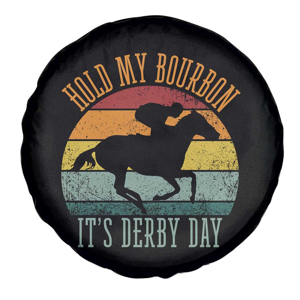 Hold My Bourbon It’s Derby Day Vintage Sunset Spare Tire Cover Funny Horse Racing Enthusiast Retro Graphic TS02 Print Your Wear